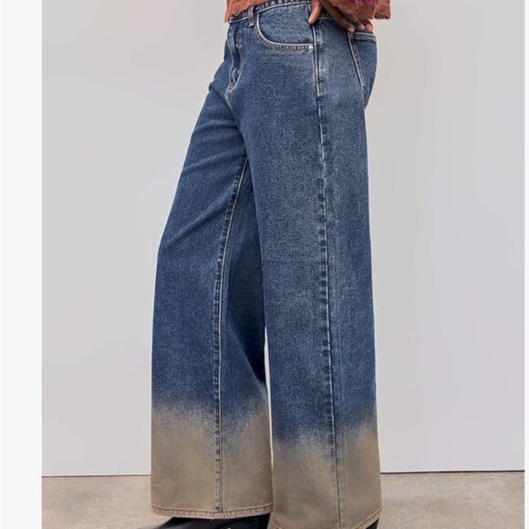 NWT CIDER Women’s Baggy High Waisted Color Block Grunge Casual Y2k Size Small - Picture 2 of 5